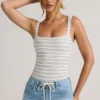 Jolla Modal Square-Neck Bodysuit in Blue Yellow Stripe