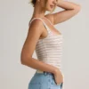 Jolla Modal Square-Neck Bodysuit in Pink Yellow Stripe