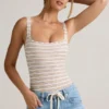 Jolla Modal Square-Neck Bodysuit in Pink Yellow Stripe
