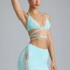Joni Embellished Mid-Rise Mini Skirt in Ice Blue Joni Embellished Mid-Rise Mini Skirt in Ice Blue