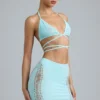 Joni Embellished Mid-Rise Mini Skirt in Ice Blue Joni Embellished Mid-Rise Mini Skirt in Ice Blue