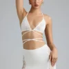 Joni Embellished Mid-Rise Mini Skirt in Ivory Joni Embellished Mid-Rise Mini Skirt in Ivory