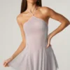 Juni Embellished Lace Up Back Mini Dress in Silver