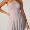 Juni Embellished Lace Up Back Mini Dress in Silver