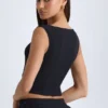 Kadie V-Neck Structured Crop Top in Black