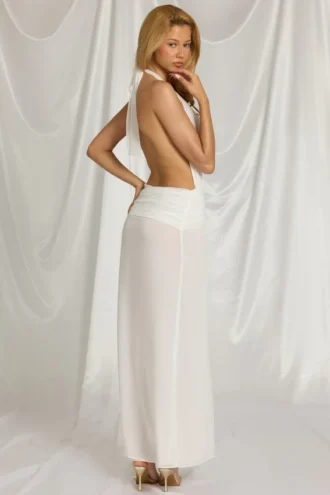 Kaeli Halterneck Maxi Dress in White Kaeli Halterneck Maxi Dress in White