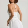 Kaelis Plunge Cross-Back Mini Dress in White