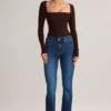 Kaia Modal Square-Neck Long-Sleeve Top in Chocolate Brown