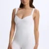 Kaia Modal Sweetheart-Neck Unitard in White Kaia Modal Sweetheart-Neck Unitard in White