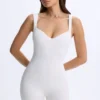Kaia Modal Sweetheart-Neck Unitard in White Kaia Modal Sweetheart-Neck Unitard in White