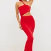 Kalina Jersey Asymmetric Cut Out Maxi Dress  in Scarlet Red