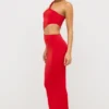 Kalina Jersey Asymmetric Cut Out Maxi Dress  in Scarlet Red