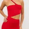 Kalina Jersey Asymmetric Cut Out Maxi Dress  in Scarlet Red