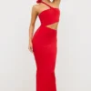 Kalina Jersey Asymmetric Cut Out Maxi Dress  in Scarlet Red