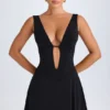 Kalista Plunge Cut-Out Mini Dress in Black