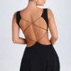 Kalista Plunge Cut-Out Mini Dress in Black