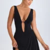 Kalista Plunge Cut-Out Mini Dress in Black