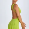Kalista Plunge Cut-Out Mini Dress in Lime Green