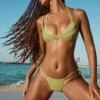 Kariba Metallic Layered Bikini Top in Green