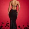 Kassie Embellished Cut-Out Halterneck Gown in Black Kassie Embellished Cut-Out Halterneck Gown in Black