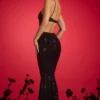 Kassie Embellished Cut-Out Halterneck Gown in Black Kassie Embellished Cut-Out Halterneck Gown in Black