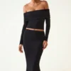 Kesia Modal Off-Shoulder Long-Sleeve Top in Black