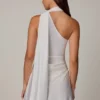 Kiraz Asymmetric Scarf-Detail Mini Dress in White