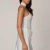 Kiraz Asymmetric Scarf-Detail Mini Dress in White