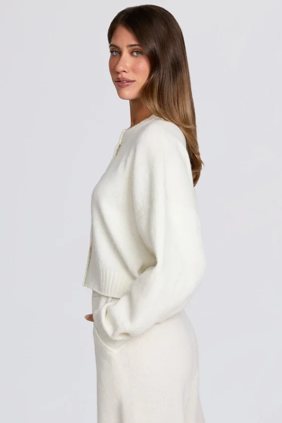 Knit Cropped Cardigan in Ivory Knit Cropped Cardigan in Ivory