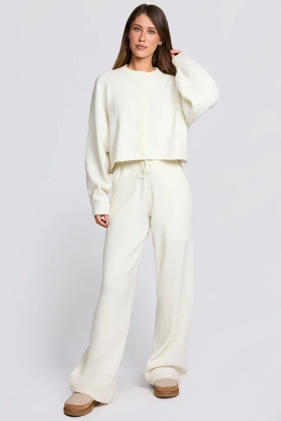 Knit Cropped Cardigan in Ivory Knit Cropped Cardigan in Ivory