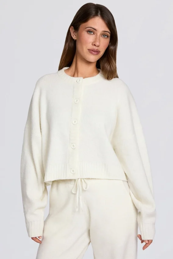 Knit Cropped Cardigan in Ivory Knit Cropped Cardigan in Ivory