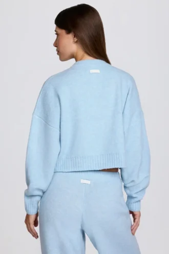 Knit Cropped Cardigan in Powder Blue Knit Cropped Cardigan in Powder Blue