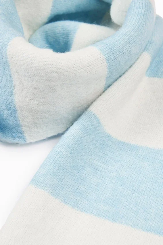 Knit Striped Scarf in Powder Blue Knit Striped Scarf in Powder Blue
