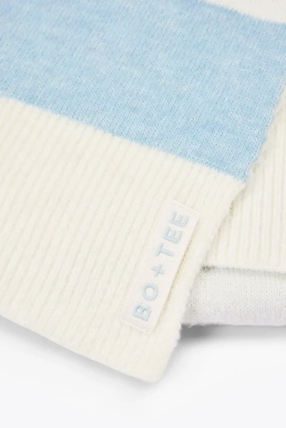 Knit Striped Scarf in Powder Blue Knit Striped Scarf in Powder Blue