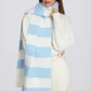 Knit Striped Scarf in Powder Blue Knit Striped Scarf in Powder Blue