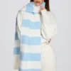 Knit Striped Scarf in Powder Blue Knit Striped Scarf in Powder Blue