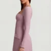 Ksenia Pinstripe Structured A-Line Mini Dress in Mauve Ksenia Pinstripe Structured A-Line Mini Dress in Mauve
