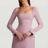 Ksenia Pinstripe Structured A-Line Mini Dress in Mauve Ksenia Pinstripe Structured A-Line Mini Dress in Mauve