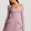 Ksenia Pinstripe Structured A-Line Mini Dress in Mauve Ksenia Pinstripe Structured A-Line Mini Dress in Mauve