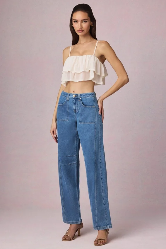 Bobbi Mid-Rise Barrel-Leg Jeans in Mid-Blue Wash Bobbi Mid-Rise Barrel-Leg Jeans in Mid-Blue Wash
