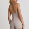 Lalita Button-Down Halterneck Playsuit in Ecru Lalita Button-Down Halterneck Playsuit in Ecru