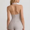 Lalita Button-Down Halterneck Playsuit in Ecru Lalita Button-Down Halterneck Playsuit in Ecru