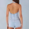 Lalita Button-Down Halterneck Playsuit in Light Denim Lalita Button-Down Halterneck Playsuit in Light Denim