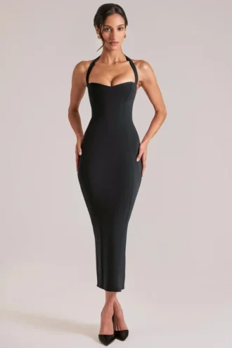 Landen Halterneck Midaxi Dress in Black Landen Halterneck Midaxi Dress in Black