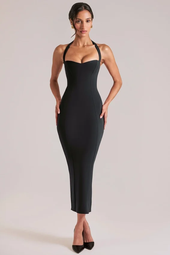 Landen Halterneck Midaxi Dress in Black Landen Halterneck Midaxi Dress in Black