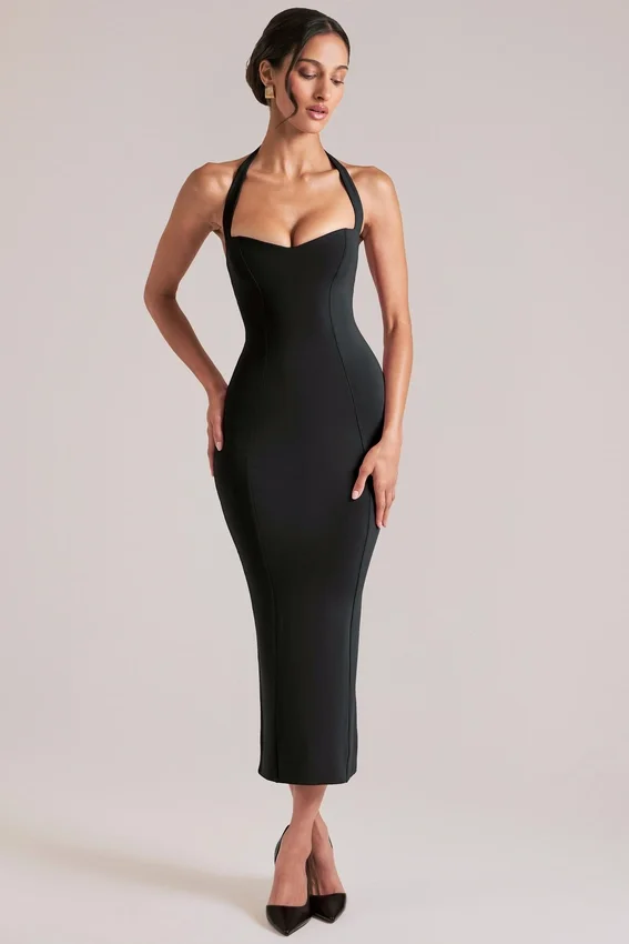 Landen Halterneck Midaxi Dress in Black Landen Halterneck Midaxi Dress in Black
