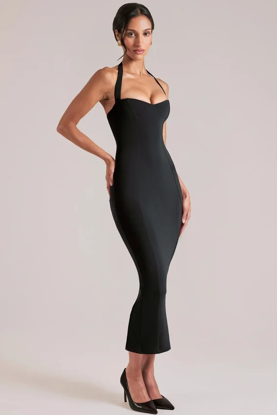 Landen Halterneck Midaxi Dress in Black Landen Halterneck Midaxi Dress in Black