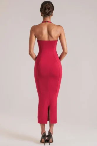 Landen Halterneck Midaxi Dress in Cherry Red Landen Halterneck Midaxi Dress in Cherry Red