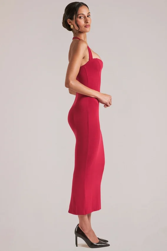 Landen Halterneck Midaxi Dress in Cherry Red Landen Halterneck Midaxi Dress in Cherry Red