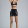 Liberty Embellished Cross-Strap Bikini Top in Black Liberty Embellished Cross-Strap Bikini Top in Black